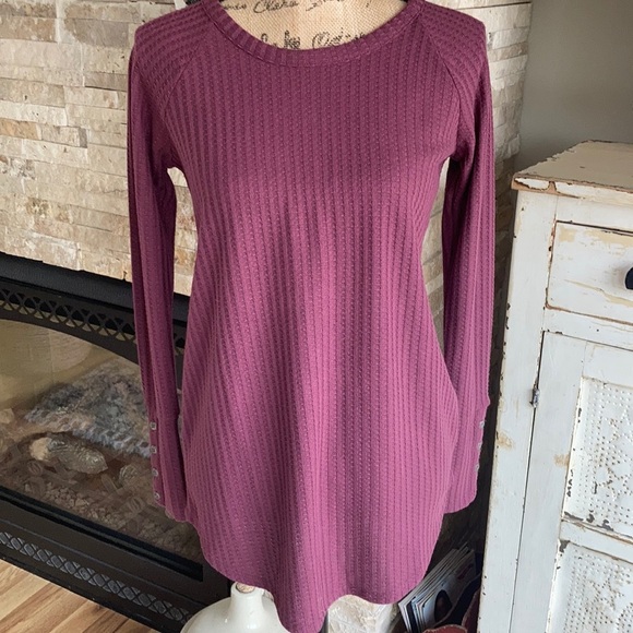 Chaser maroon plum waffle weave long sleeve shirt - Picture 1 of 16